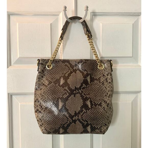 Michael Kors Jet Set Python Chain Convertible Satchel - Picture 2 of 8